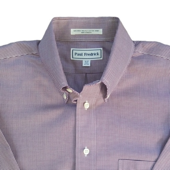 Paul Fredrick Men’s Casual Button Down Non-Iron Cotton Dobby Shirt Sz.‎ 16 - Picture 3 of 14
